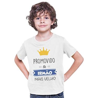 Imagem de Camiseta Promovido a Irmão Mais Velho Algodão Juvenil Branca Tamanho 16