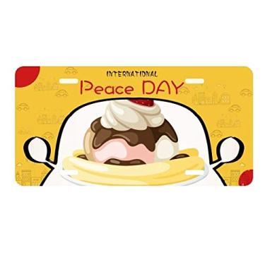 Imagem de DIYthinker Placa de licença de sorvete doce banana morango decoração de carro dia da paz