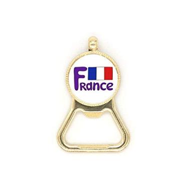 Imagem de Chaveiro de aço inoxidável com estampa azul da bandeira nacional da França