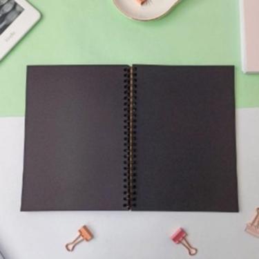 Imagem de Caderno ¼ Espiral 80 Folhas Pretas Scrapbook Capa Kraft 15 x 21 cm - Art&Art