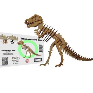 Imagem de Quebra Cabeça 3D Dinossauro Tiranossauros Rex Mdf - Monte & Eduque