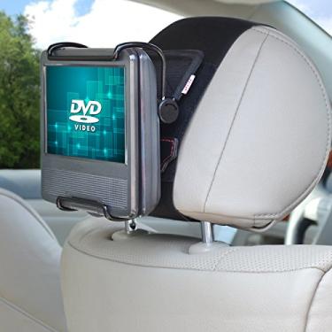 Imagem de TFY Suporte universal para encosto de cabeça de carro com ângulo - braçadeira de fixação ajustável para leitores de DVD portáteis de tela giratória de 7 a 9 polegadas, preto
