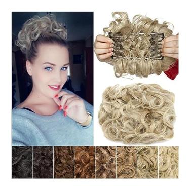 Imagem de Mulheres Bun Scrunchies Pente Sintético Coque Desarrumado Peça de Cabelo Ondulada Prato Cacheado Extensão de Coque Grosso Cacheado Chignon Presilha em Scrunchies Extensão de Rabo de Cavalo Feminino Pã