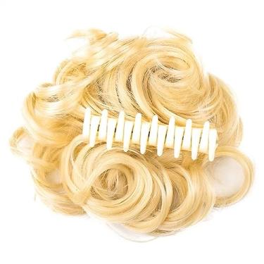 Imagem de Mulheres Bun Scrunchies Grampo de cabelo bagunçado coque ondulado cacheado pedaço de cabelo chignon extensões de rabo de cavalo sintético despenteado updo extensões de cabelo scrunchie peruca para mul