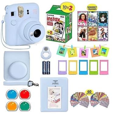 Imagem de Fujifilm Câmera Instantânea Instax Mini 12 Azul Pastel + Estojo de Transporte Compatível com Obturador + Filme Fuji (20 Folhas) + Pacote de Acessórios para Obturador, Filtros de Cor, Álbum de Fotos, Molduras Sortidas