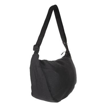 Imagem de Adorainbow Bolsa de lona bolsa mensageiro bolsa de compras bolsa de ombro simples bolsa feminina transversal bolsa feminina bolsa sacola com, Preto, 32X21CM