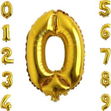 Imagem de Balão Metalizado Numero Gigante 75cm Dourado, Flutua (N0)