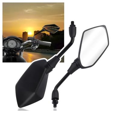 Imagem de 2 espelhos de motocicleta com parafuso de 8 mm e 10 mm, espelhos de motocicleta HD para guidão, espelho retrovisor grande angular ajustável de 360 graus para motocicleta, acessórios de carro para