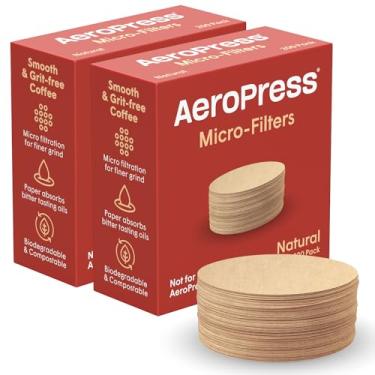 Imagem de AeroPress microfiltros de papel natural, filtros de café redondos não branqueados para cafeteiras, acessórios essenciais para café, padrão, pacote com 2, 400 unidades
