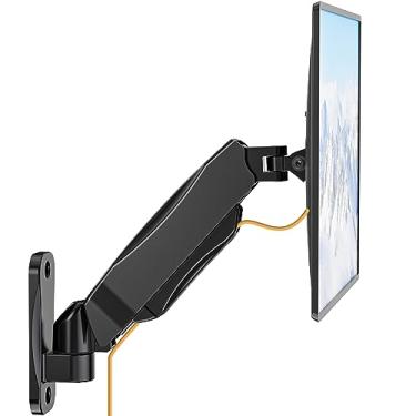 Imagem de WALI Suporte de parede para monitor, suporte de parede de computador, braço para monitor serve para 1 tela de até 32 polegadas, suporte único para monitor comporta até 9 kg, braço de monitor de mola a gás extensão máxima de 34 cm, (GSWM001S), preto