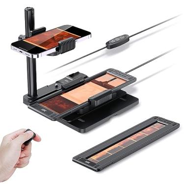 Imagem de JJC O scanner de filme móvel converte filme de 35 mm e 120 em digital, digitalizador de filme negativo com luz de fundo de LED e suporte de grampo de celular ajustável, controle remoto sem fio