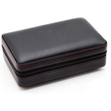 Imagem de Umidor caixa de charutos, caixa de charutos, umidor de couro para viagem, bandeja removível, 4 charutos/preto
