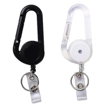 Imagem de 2 peças de carretel retrátil para crachá com fecho, porta-crachá de identidade, clipe retrátil para chaveiro para enfermeira médica