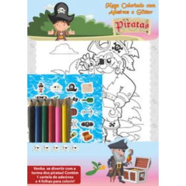 Imagem de Piratas Mega Colorindo Com Adesivos E Glitter