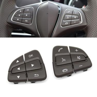 Imagem de Goodithy Tampas de botões de controle de volante, botões de volante multifuncionais substituição de chaves para Mercedes Benz A B GLA GLS GLE V Class W176 W246 W156 W166 W292 W117 W218 W231 (Moka)