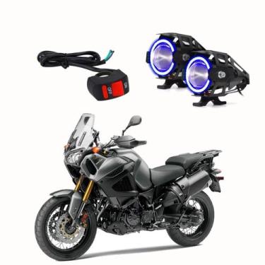 Imagem de Par Farol de Milha Angel Eye U7 Azul para Moto Yamaha XTZ 250 Tenerê 2