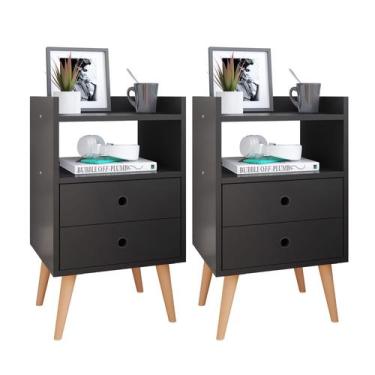 Imagem de Kit 2 Mesas de Cabeceira Luxo Mesinhas Design Retrô Apoio Lateral Cama