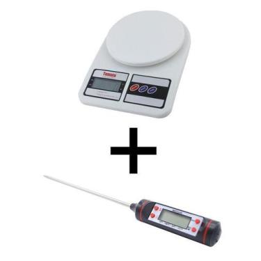 Imagem de Kit Balança Digital 10 Kg com Termômetro Digital Espeto - JFZ IMPORT