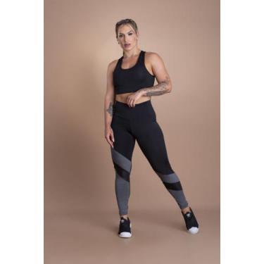 Imagem de Conjunto Fitness Feminino Calça Legging Cintura Alta Detalhe Moda E To