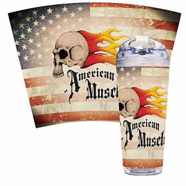 Imagem de Rico Industries Copo de acrílico NAPA American Muscle Flame de 700 ml com tampa articulada, copo de parede dupla oficialmente licenciado com canudo