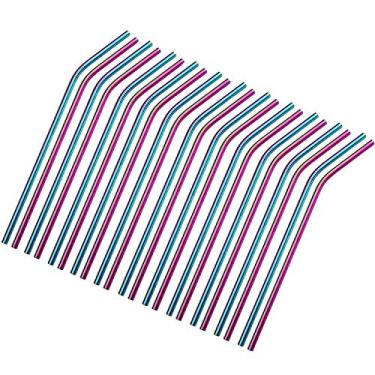 Imagem de Canudos de metal reutilizáveis 50 pacotes. Canudos de aço inoxidável ultra longo de 2656 mm para atacado. Canudos retos curvos para copos Yeti de 50/30oz, 50pcs all bent Rainbow -10.5"