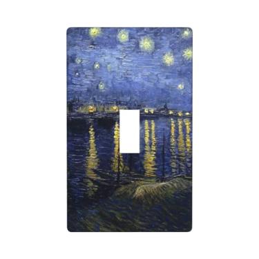 Imagem de Pintura de céu estrelado 1 Gang Light Switch Cover Single Toggle Wall Plate Outlet Cover Decorative Faceplate Electrical Switchplate Home Decor 11.4 cm X 7.0 cm