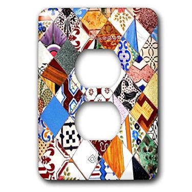 Imagem de 3dRose Imagem de azulejos decorativos coloridos estilo mediterrâneo espanhol mexicano - 2 plugues de tomada (lsp_317210_6), varia