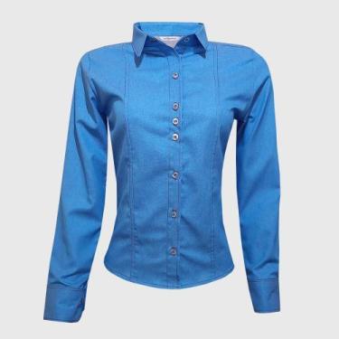 Imagem de Camisa Jeans Feminina Manga Longa - Lojas Vicenttino, P
