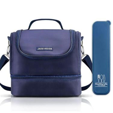 Imagem de Bolsa Térmica Marmita Lancheira Necessaire 2 Divisórias Compartimentos