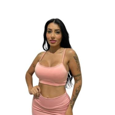 Imagem de top alça fina feminino com bojo removível fitness academia - TB modas,