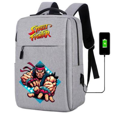 Imagem de Mochila USB Escolar Estampa Infantil Street Figther Notebooks, Trabalh