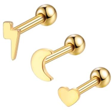 Imagem de LOMISS 3 Peças PIERCING MINIBARBELL AÇO CIRÚRGICO PVD CORAÇÃO 1,2X8 (DOURADO)
