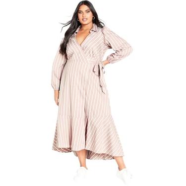 Imagem de Avenue Vestido feminino Plus Size Sue Wrap, Cinzento/branco, 54