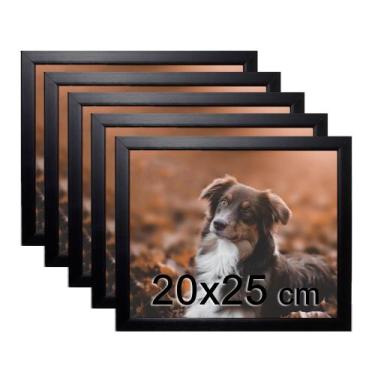 Imagem de Kit 5 Porta Retratos C/vidro 20x25 Moldura Preta para fotos e decoraçõ