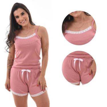 Imagem de Babydoll Feminino Pijama Malha Canelado Alça Linha Confort - Prikéta P
