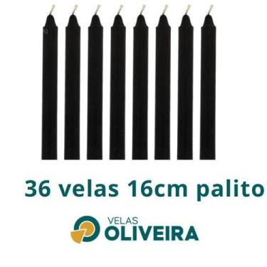 Imagem de Vela Palito Preta  36 Unidades 16cm 15,8 - (Por Kilo) 100% Parafina - 