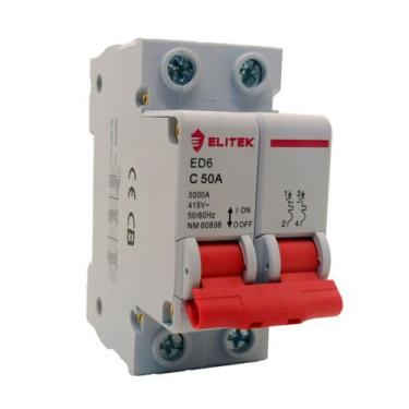 Imagem de Disjuntor Bipolar Duplo Curva C Trilho Din 50a - Elitek