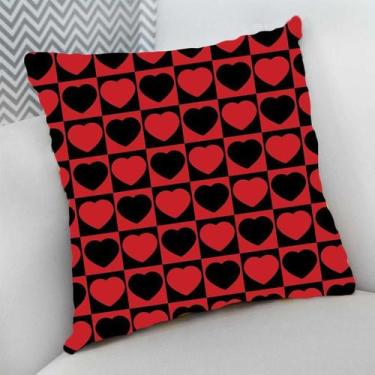 Imagem de Almofada Decorativa Cheia c/ Zíper 40x40cm,Corações - Deluzz