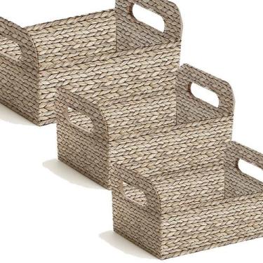 Imagem de Caixote de Papel Cartão - Palha Trançada - 01 unidade - Cromus - Rizzo