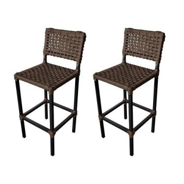 Imagem de Kit 2 Banquetas França Aluminio com Corda Naútica Marrom Escuro - ATHE