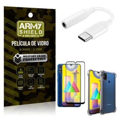 Imagem de Adaptador Fone Tipo C para P2 Samsung M31 + Capinha + Película 3D - Ar