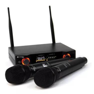 Imagem de Microfone duplo kadosh k-402m sem fio bastao uhf