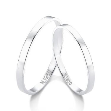 Imagem de Par de Aliança em Prata 950 AL103 - Natalia Joias