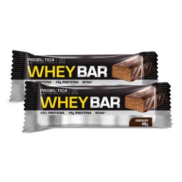 Imagem de Kit 2 Barra de Proteína Whey Bar Probiótica Sabor Chocolate com BCAA e
