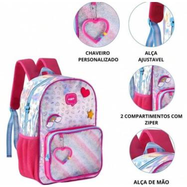 Imagem de Mochila de Costas Holográfica Duas Alças Juvenil Meninas Escolar Clio