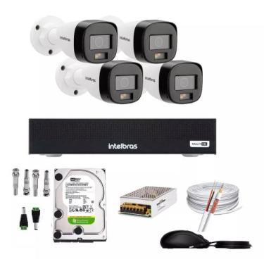 Imagem de Kit 4 Câmeras Intelbras Fullcolor Dvr Intelbras 4ch Completo