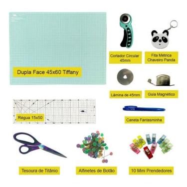 Imagem de Kit Base De Corte Dupla Face A2 60x45 Cortador Circular 45mm Régua 15x