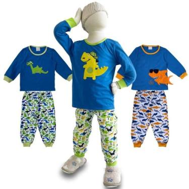 Imagem de Kit 3 Pijamas Infantil Algodao Conforto Menino ou Menina, roupa para d