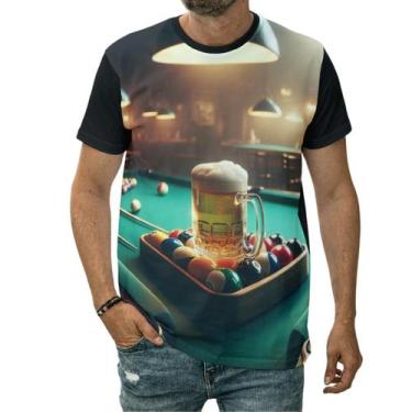 Imagem de Camiseta Mesa De Sinuca Com Cerveja Estampa Jogo De Bar - Darkwood, G,