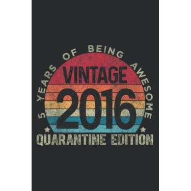 Imagem de 5Th Birthday Retro Limited Edition 2016 Quarantine Birthday: HEARTS JOURNAL: 6" x 9", 120 Pages, Lined For Memo Diary Journal, Memo Diary Subject Notebooks Planner for Travelers, Students, Office.